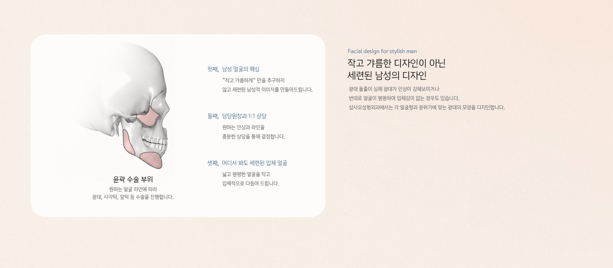 내 얼굴에 맞는 맞춤 디자인. 적절한 귀밑각과 턱선 각도