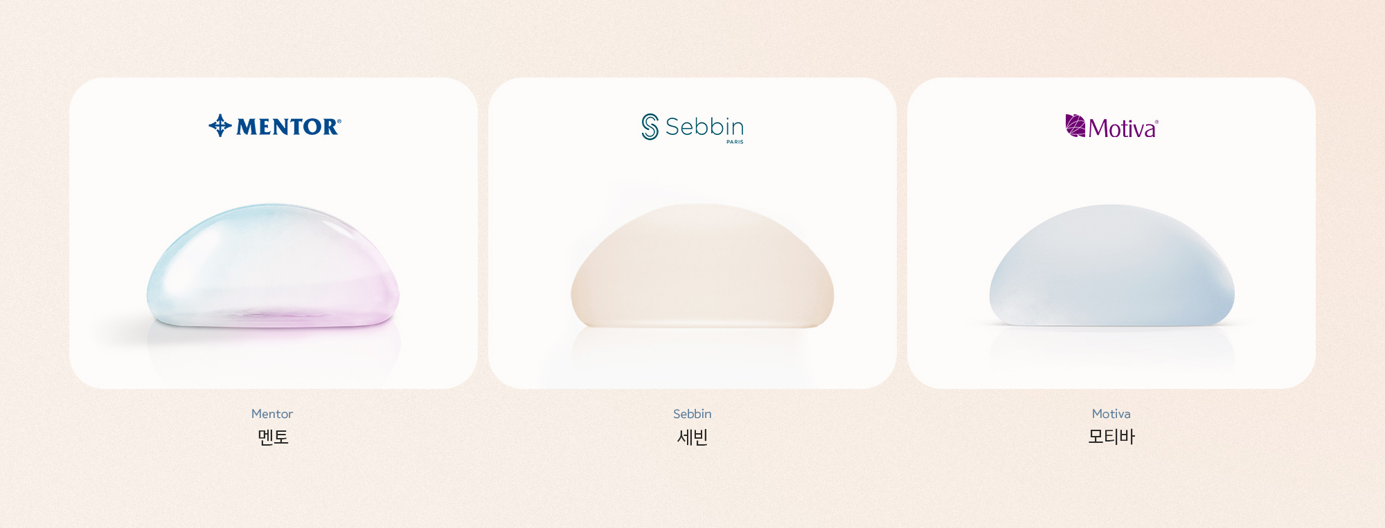 가슴 보형물 종류 : 멘토, 세빈, 모티바